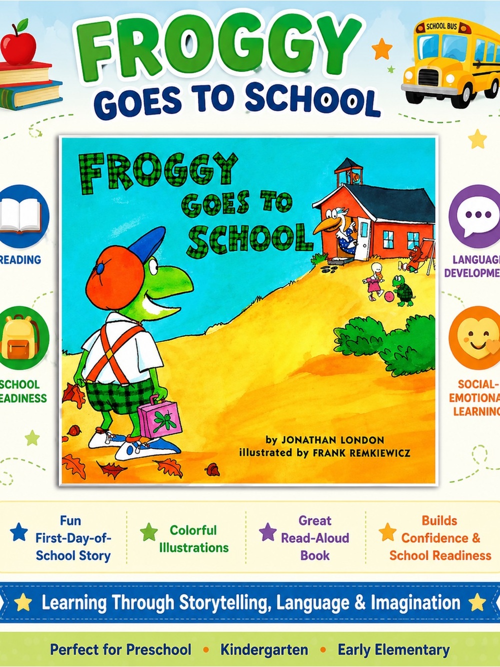 Scholastic Froggy Goes to School Book - Green and Blue